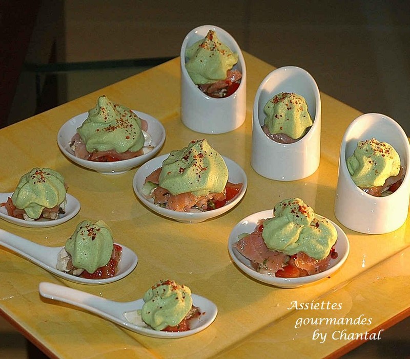 Mousse de roquette sur brunoise...pour vos mises en bouche Assiettes Gourmandes