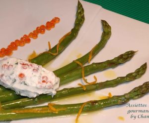 Asperges vertes en vinaigrette d'agrumes et chèvre frais