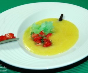 Gaspacho d'ananas, granité de menthe et tartare de fraises... inspiré des Frères Pourcel