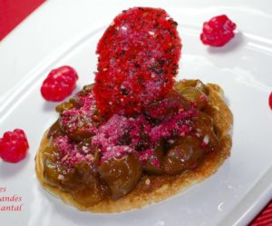 Blinis aux mirabelles et aux pralines roses