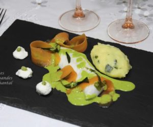 Filets de poisson au beurre de cresson, purée aux algues wakamé