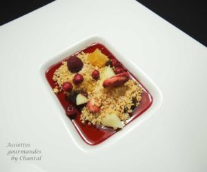 Muesli de foie gras, gelée d'hibiscus