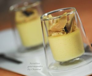 Panna cotta maïs, copeaux de foie gras et miettes de truffe