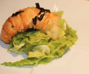 Queues de langoustes au chou vert et au beurre de Granny Smith