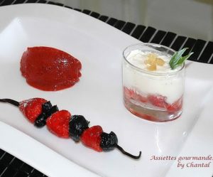 Trilogie de fraises aux olives confites