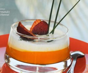Cappuccino de potimarron à l'orange, magret séché (recette de Christophe Girardot)