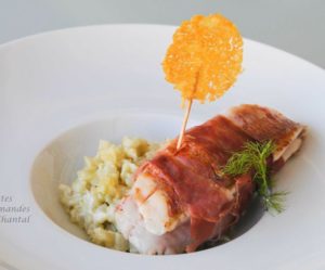 Rougets bardés de jambon de Parme, risotto de fenouil au Parmesan