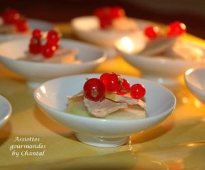 Toast poire foie gras aux groseilles