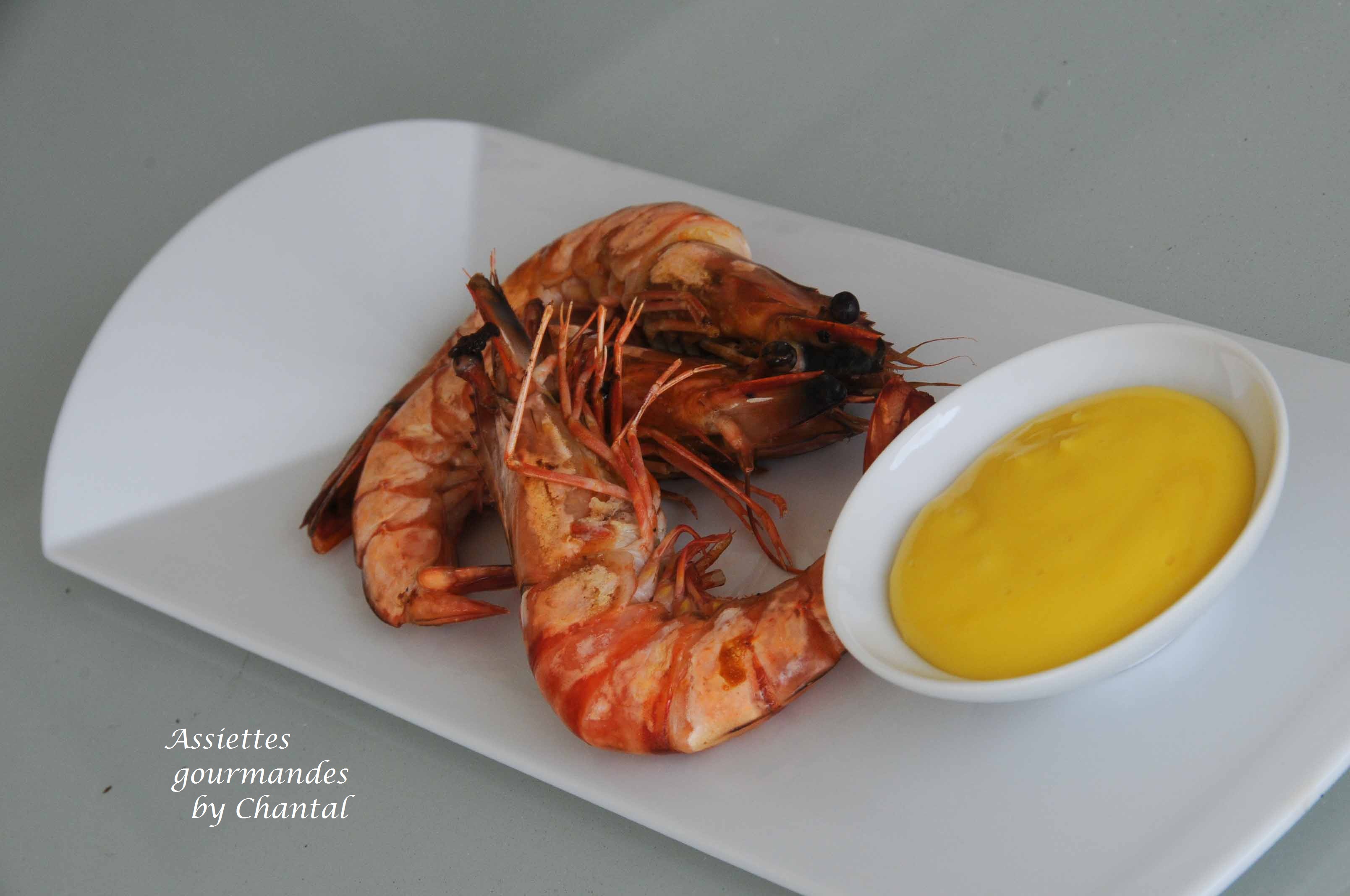 Gambas à la plancha et mayonnaise fumée façon Christopher Hache