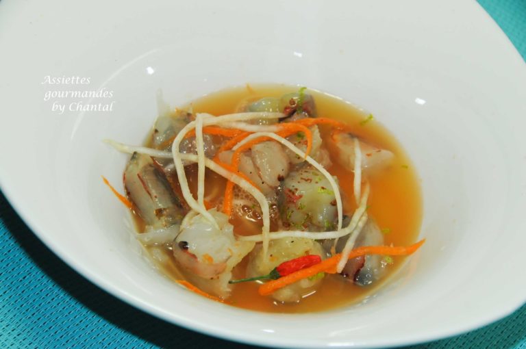 Gambas et bouillon de céleri