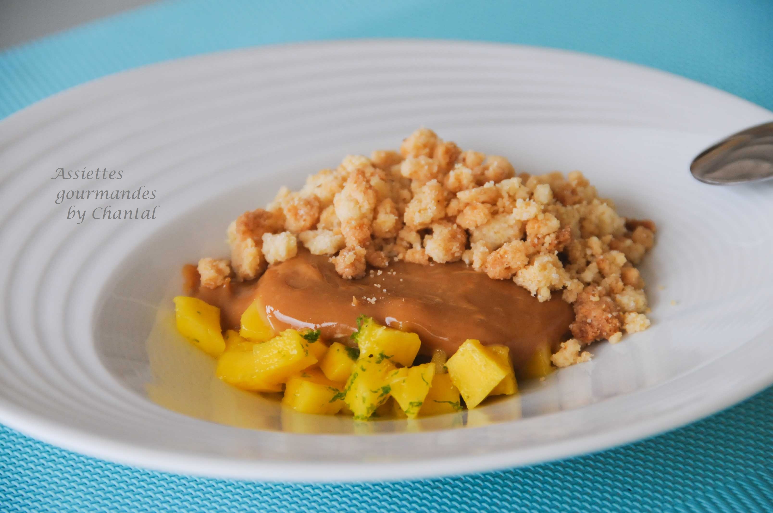 Confiture de lait, mangue et crumble
