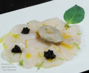 Carpaccio de Saint-Jacques, sorbet huîtres et caviar