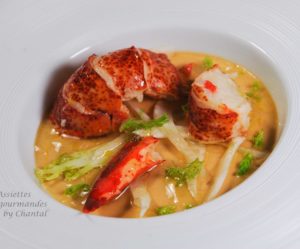 Panna cotta de bisque, homard et vinaigrette de fenouil