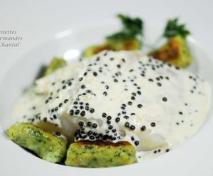 Cabillaud, gnocchi au persil et caviar