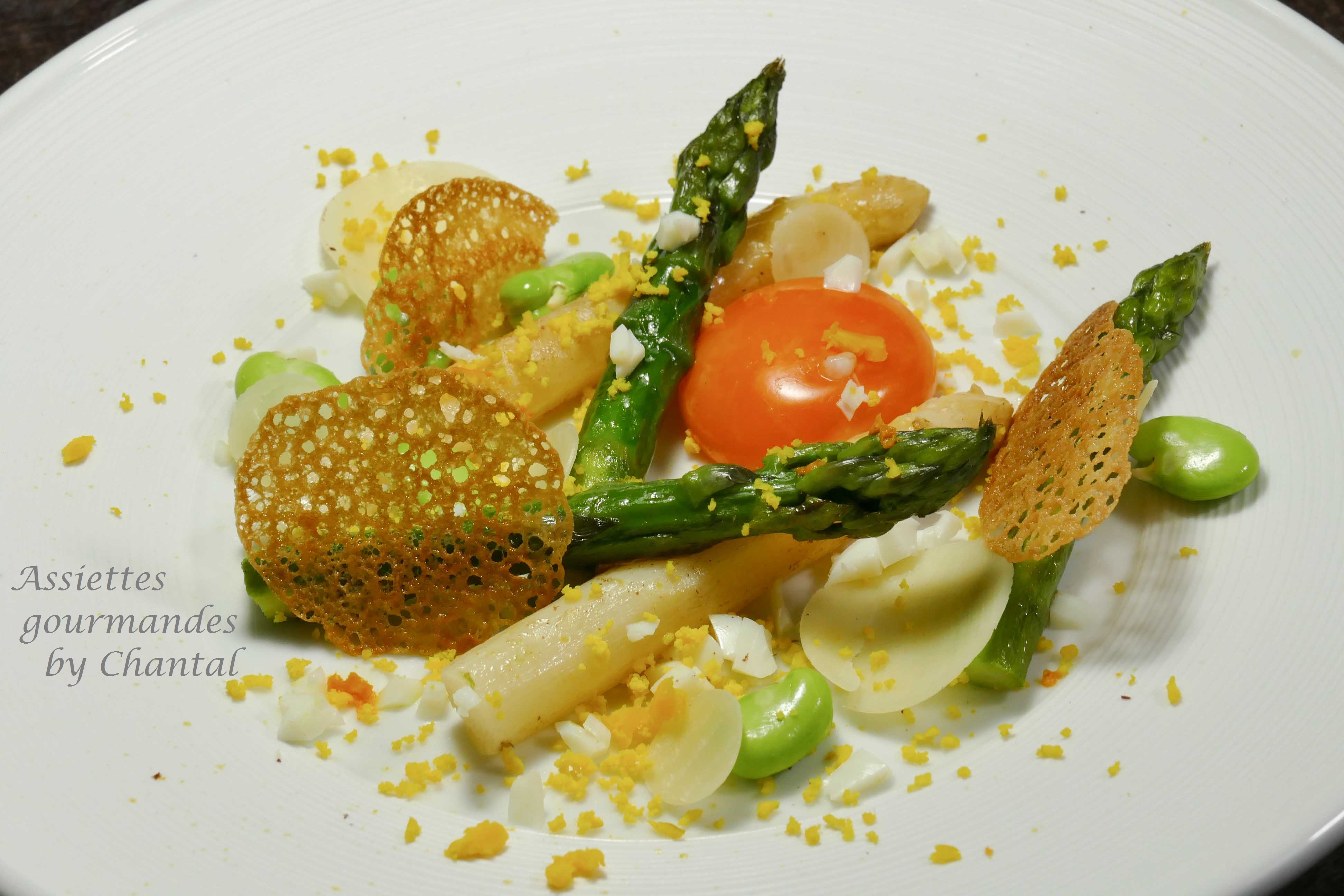 Asperges en vinaigrette et oeuf cuit au Xérès - Recette de Laurent Azoulay
