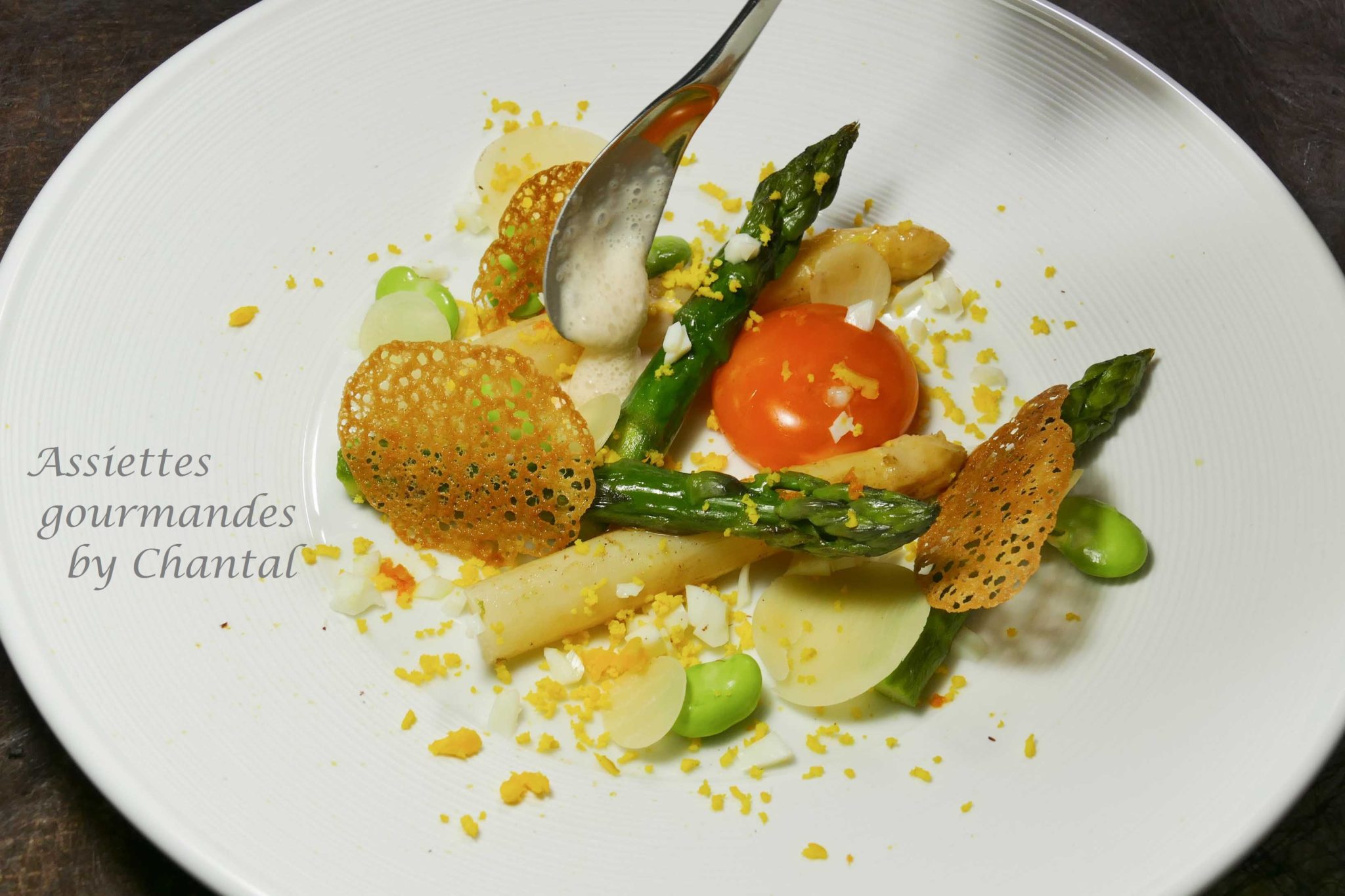 Asperges en vinaigrette et oeuf cuit au Xérès Recette de Laurent Azoulay