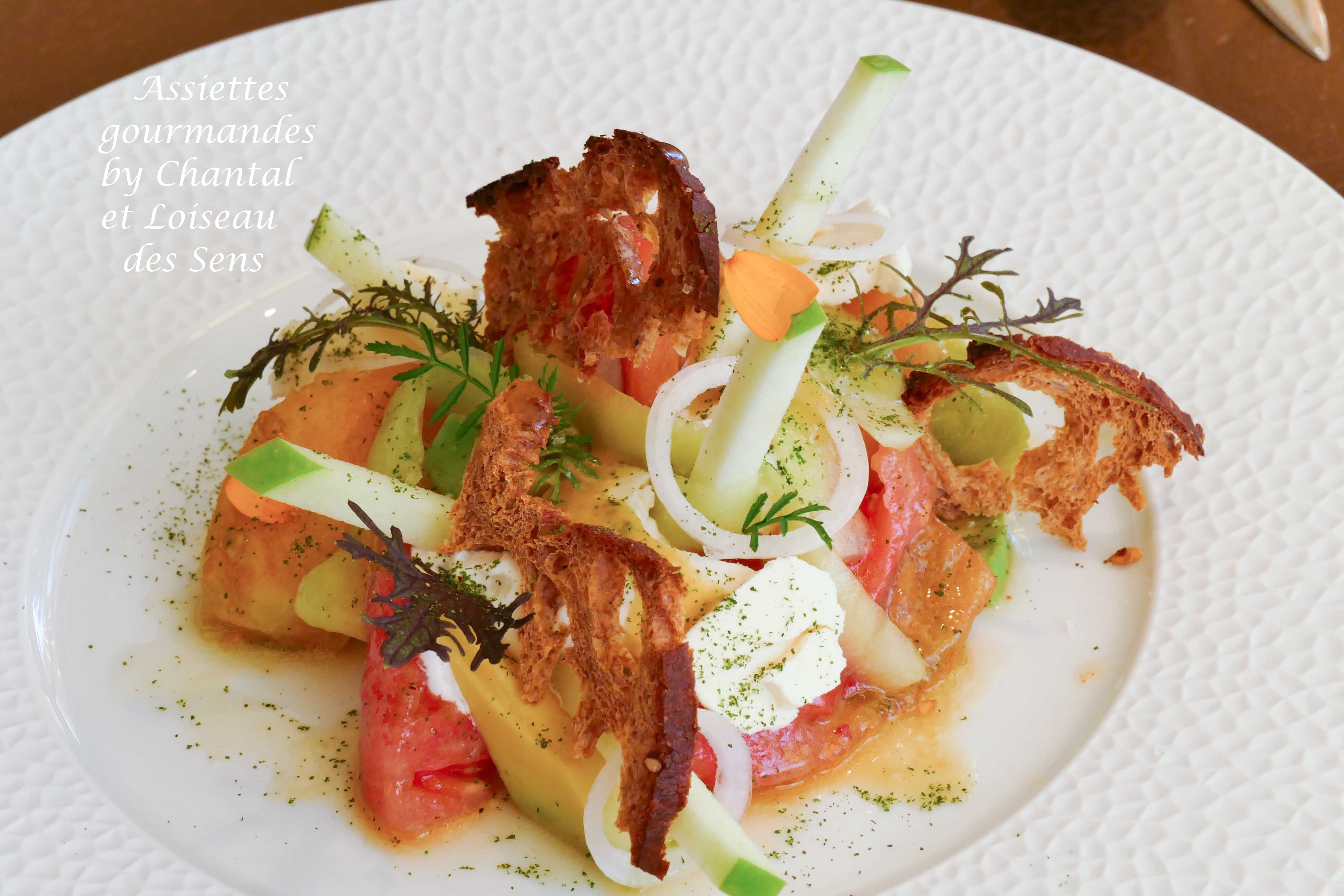 Salade de tomates à la vinaigrette d'orange, espuma Burrata - Recette Loiseau Des Sens