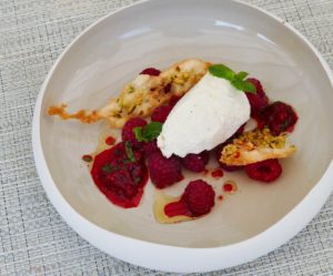 Framboises et Burrata en version glacée