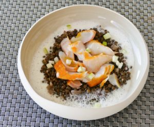 Risotto de lentilles, haddock et mousse de céleri