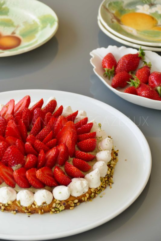 Tarte aux fraises et pistaches 