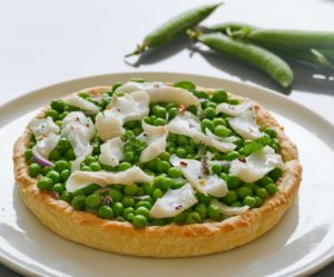 Tarte aux petits pois et cabillaud