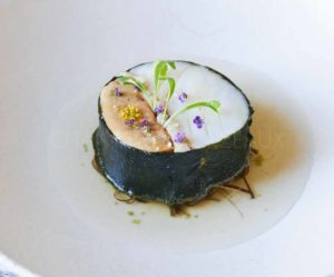 Recette Terre Mer d’Olivier Peyronnet (cabillaud, foie gras, dashi)