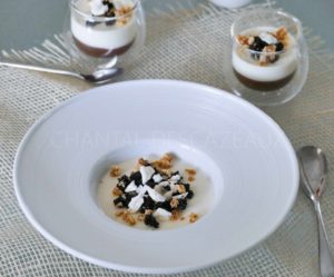 Crème de marron, pannacotta et confit d'olives noires