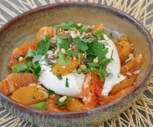 Burrata, oranges et vinaigrette passion