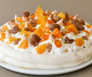 Pavlova marrons / oranges et kumquats pour une version hivernale